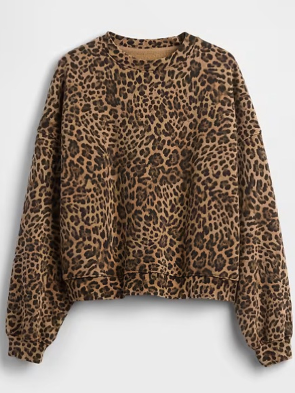 GAP VintageSoft Wedge Crewneck Sweatshirt - Leopard Brown - XL